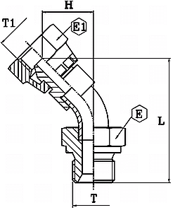 Adaptor 45° filet Gas