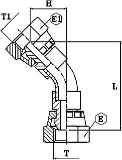 Adaptor 45° filet metric