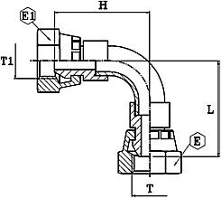 Adaptor 90° filet metric